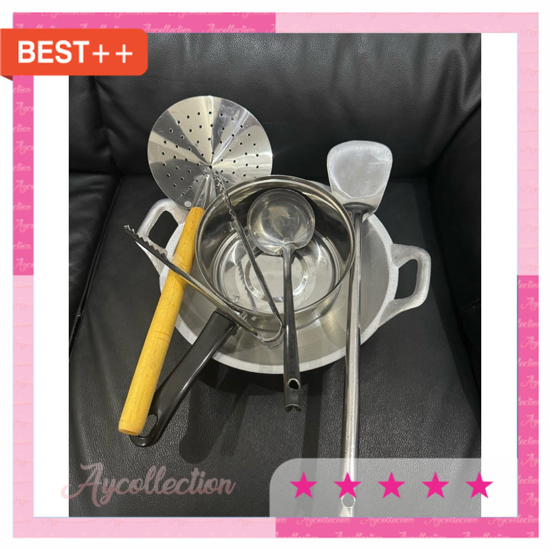 Perabot rumah tangga unik antik murah / wajan aluminium cor paket lengkap / wajan cekung