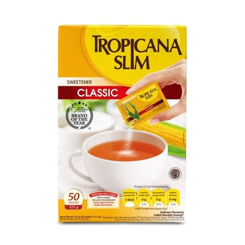 

Tropicana Slim Sweetener Classic isi 50 sachet x 2,5gr