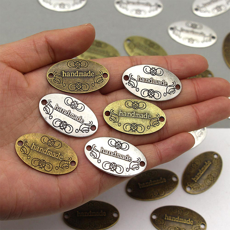 

10Pcs Retro Handmade Oval Tags DIY Clothes Handbag Labels Sewing Accessories Needlework Hats Handcrafts Carving Labels Marks