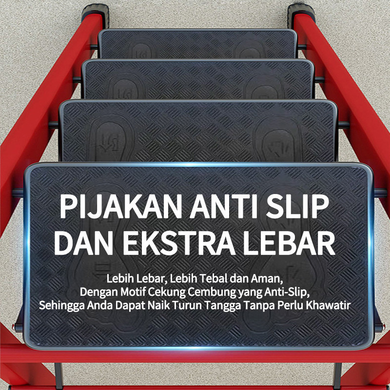 ASm Tangga berlapis premium Kaki karet elastis Tangga lipat aluminium tangga lipat