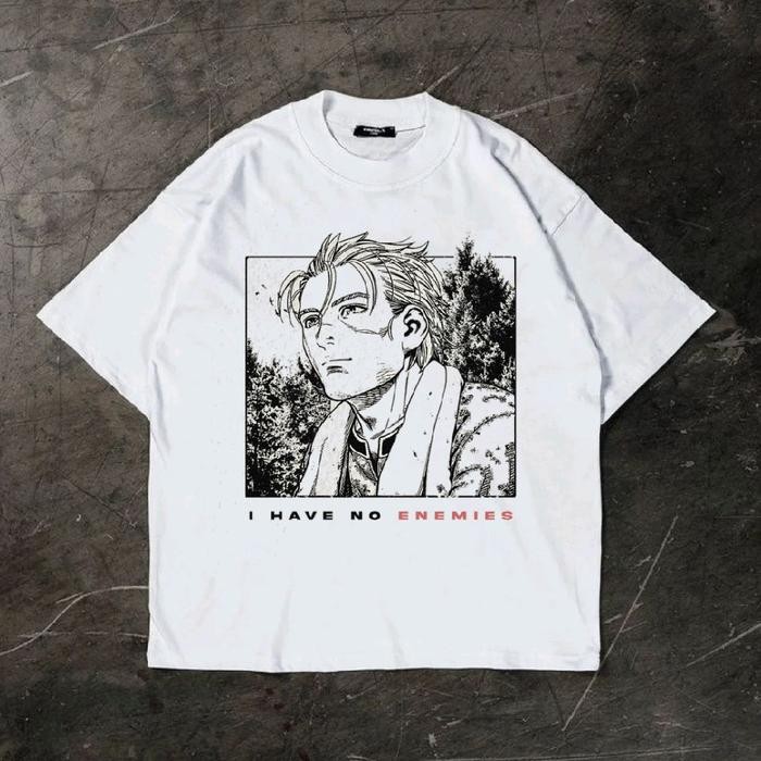 (COD) I Have No Enemies Oversized T-Shirt White Vintage Tee Atasan Unisex Anime - M
