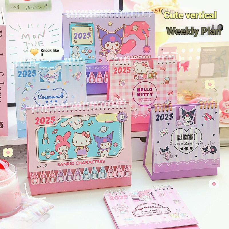 

Mniso Hello Kitty Desk Calendar Daily Schedule Desktop Decoration Kuromi Melody Schedule Plan Cartoon Room Ornament Kids Gifts