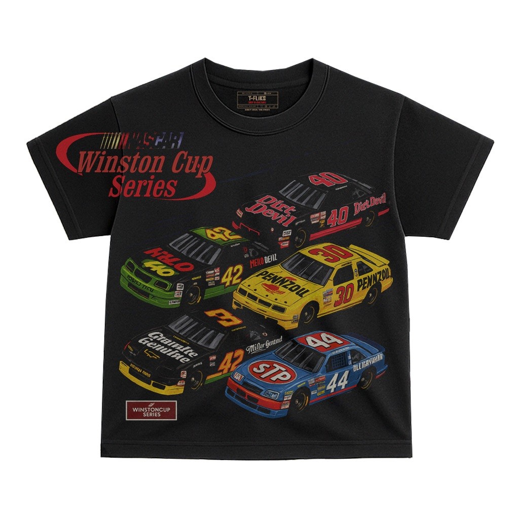 (COD) NASCAR WINSTON CUP KAOS SPORT TSHIRT OVERSIZE UNISEX HITAM  - TFLIKS