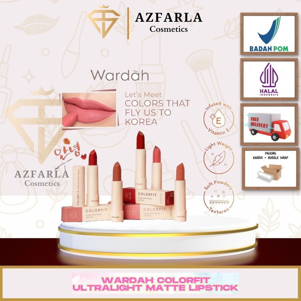 Azfarla Kosmetik Wardah Colorfit Ultralight Matte Lipstick 100%ORIGINAL/Lipstik Wardah/Lipstik Warda