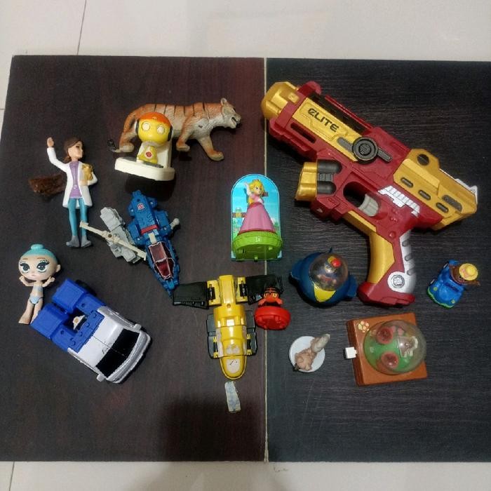 mainan bekas take all minusan keropi mario bros transformer hokben chacha barbie hewan mix
