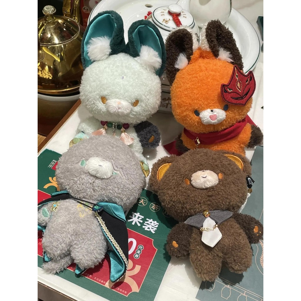 Game Genshin Impact Zhongli Tartaglia Xiao Alhaitham Kawaii 15cm Short Plush Keychain Doll Bag Penda