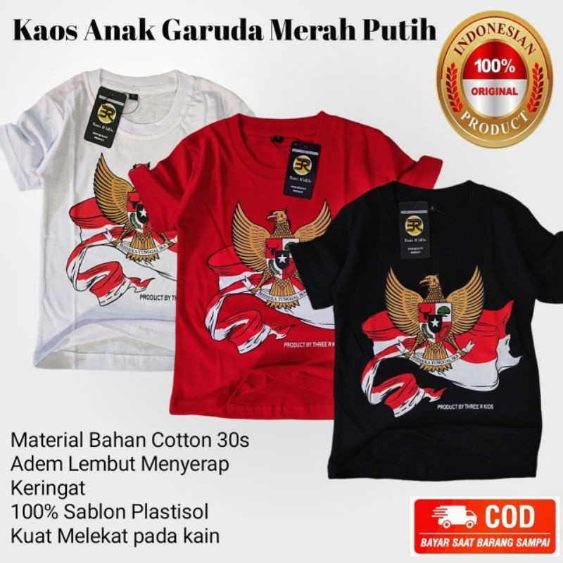 kaos anak distro Garuda merah putih laki laki perempuan 3rkids/kaos anak couple
