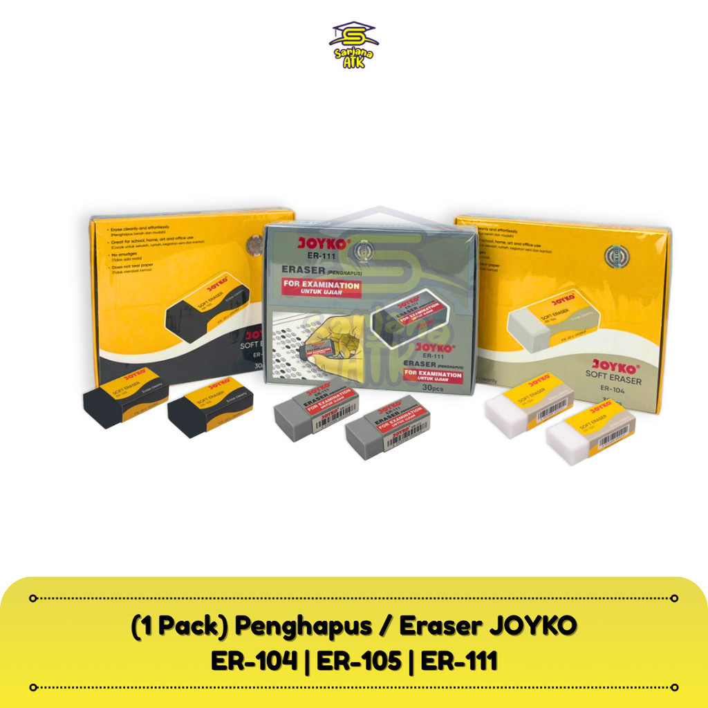 

(30 pcs) Penghapus / Eraser / Stip Joyko ER-104 / ER-105 / ER-111 PACK