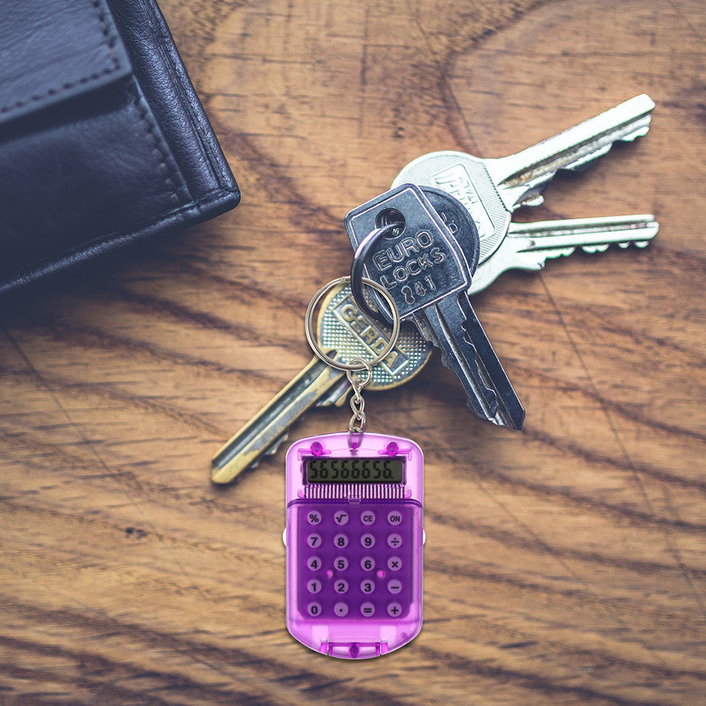 

4pcs 8 Digits Lcd Pocket Keychain Mini Electronic Calculator Portable Student Calculator Key Ring Small Durable Abs