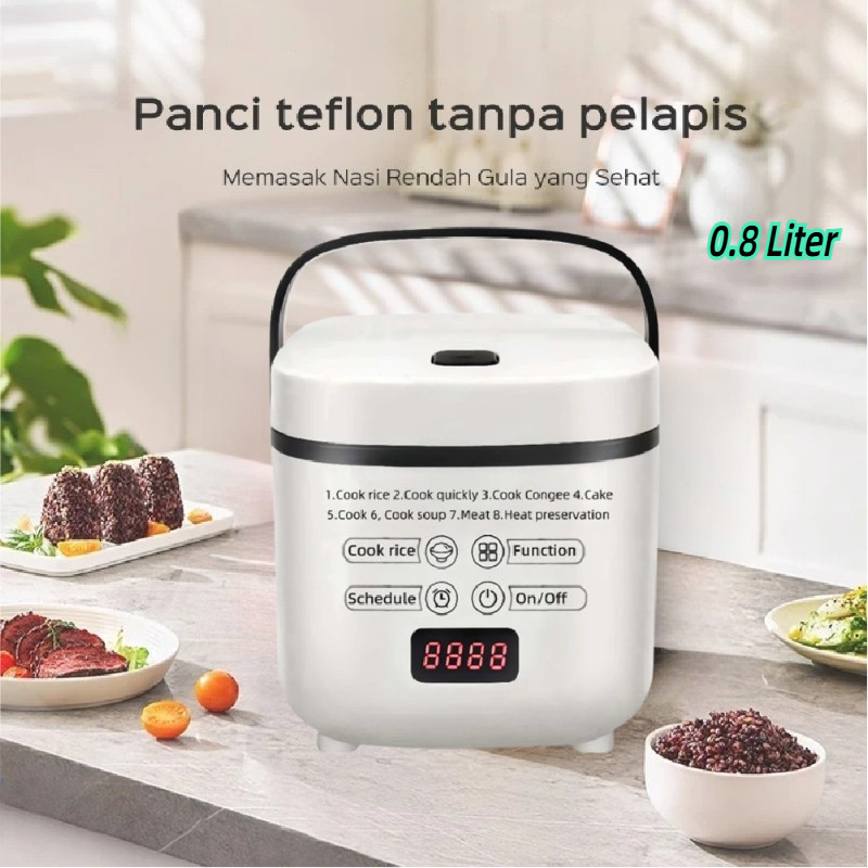（COD）Smart rice cooker mini /0.8 Liter Rice Cooker Digital  Serbaguna Smart Penanak Nasi 200w/rice c
