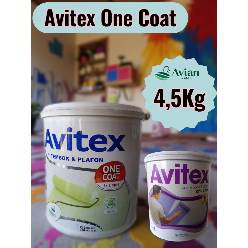 AVITEX ONE COAT 4.5 KG SUPER WHITE CAT TEMBOK INTERIOR DINDING PLAFON