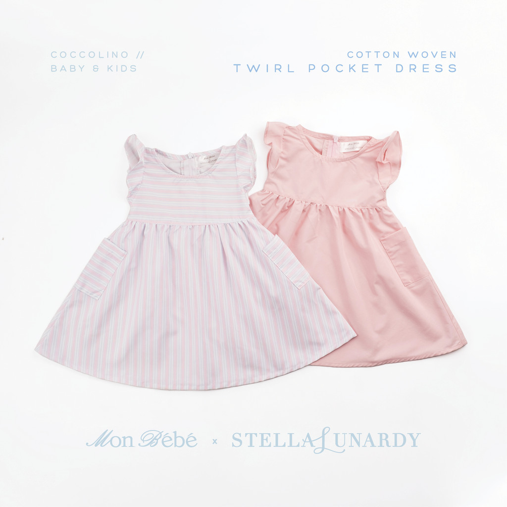 MON BB X STELLA LUNARDY - COCCOLINO BABY & KIDS GIRL WOVEN TWIRL POCKET DRESS PACK / BAJU BAYI DAN