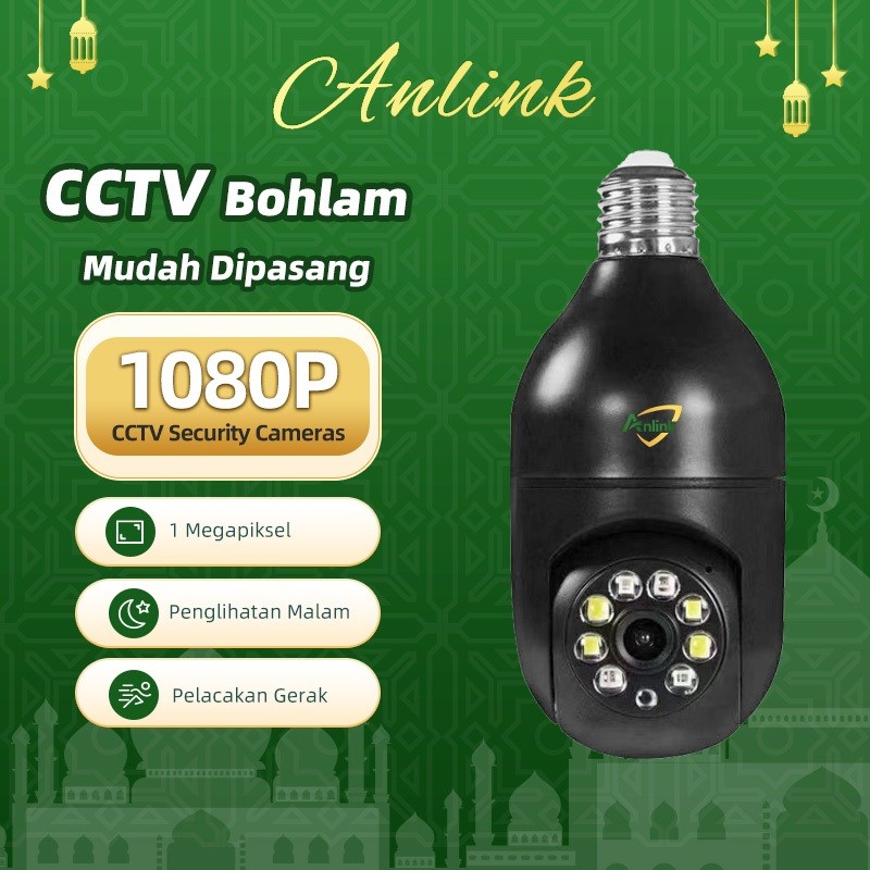 CCTV Bohlam Hitam WiFi 1080P Mudah Dipasang Pantau Rumah HP Malam Jelas Auto Tracking Audio 2 Arah