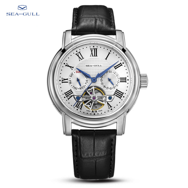 2025 New Seagull Men's Watch Automatic Mechanical Wristwatch Multi-Function Hollow Flywheel Business