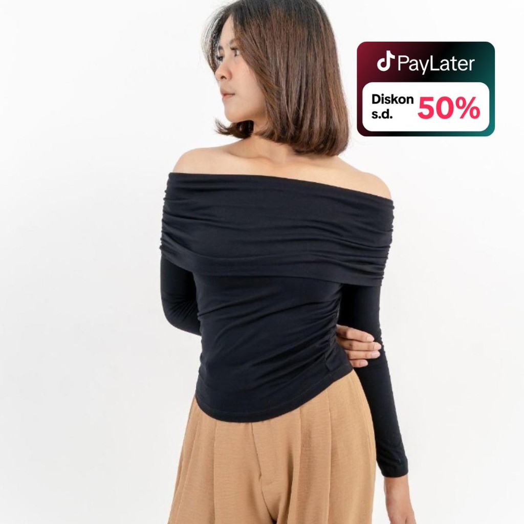 AIJO| (READY) Bianca Sabrina Longsleeve - Atasan Lengan Panjang Wanita Baju - Baju Sabrina Formal Ka