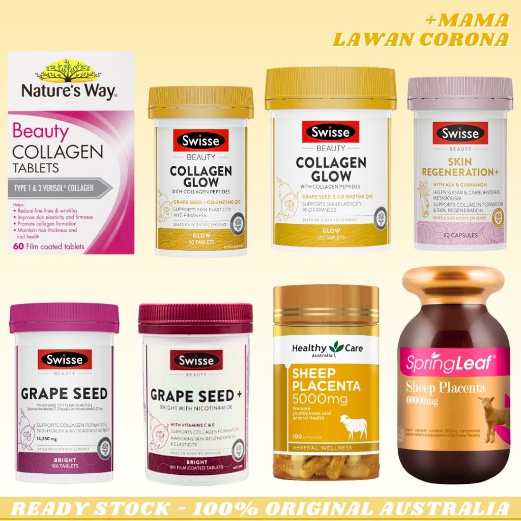 SWISSE Beauty Collagen Glow With Collagen Peptides 60 120 Tablets / Nature's Way Tablet Booster Natu