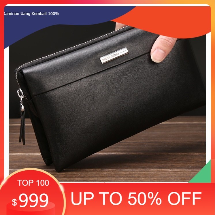 Bison Denim-Handbag Pria Kulit Sapi Asli Clutch Bag  (N8009-2B)