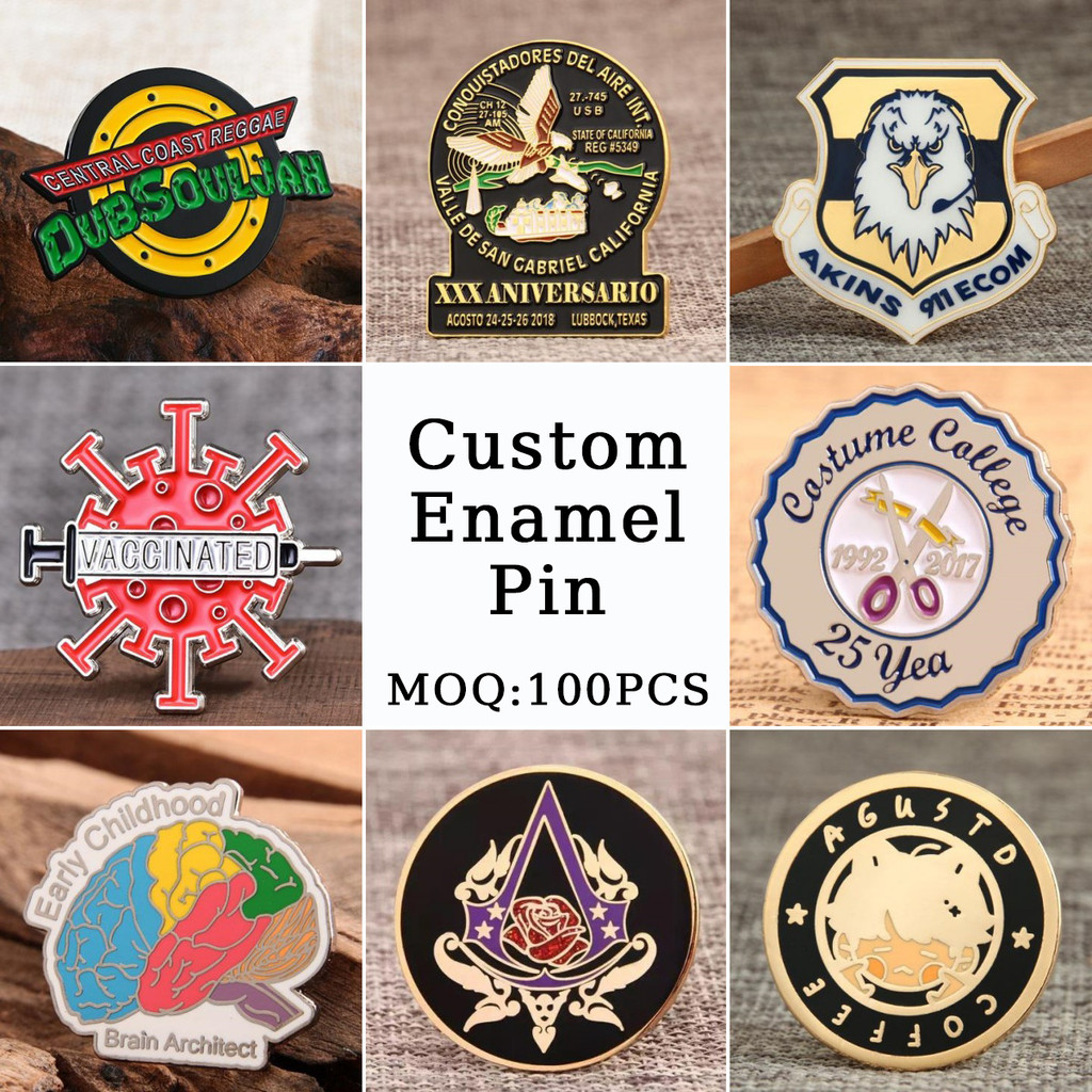 Custom Logo Enamel Pin Soft/Hard Enamel Lapel Pin Metal Badge Customized Coin Brooch  Wholesale Meta