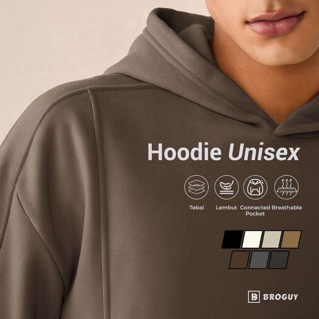 Official Broguy Hoodie Pria Wanita Unisex Fleece - Stone