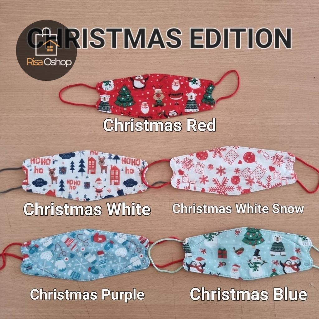 RISAOSHOP - [3 PACK] MASKER KF94 MOUSON MOTIF NATAL/ MASKER KF94 MOUSON/ MASKER DEWASA KF94