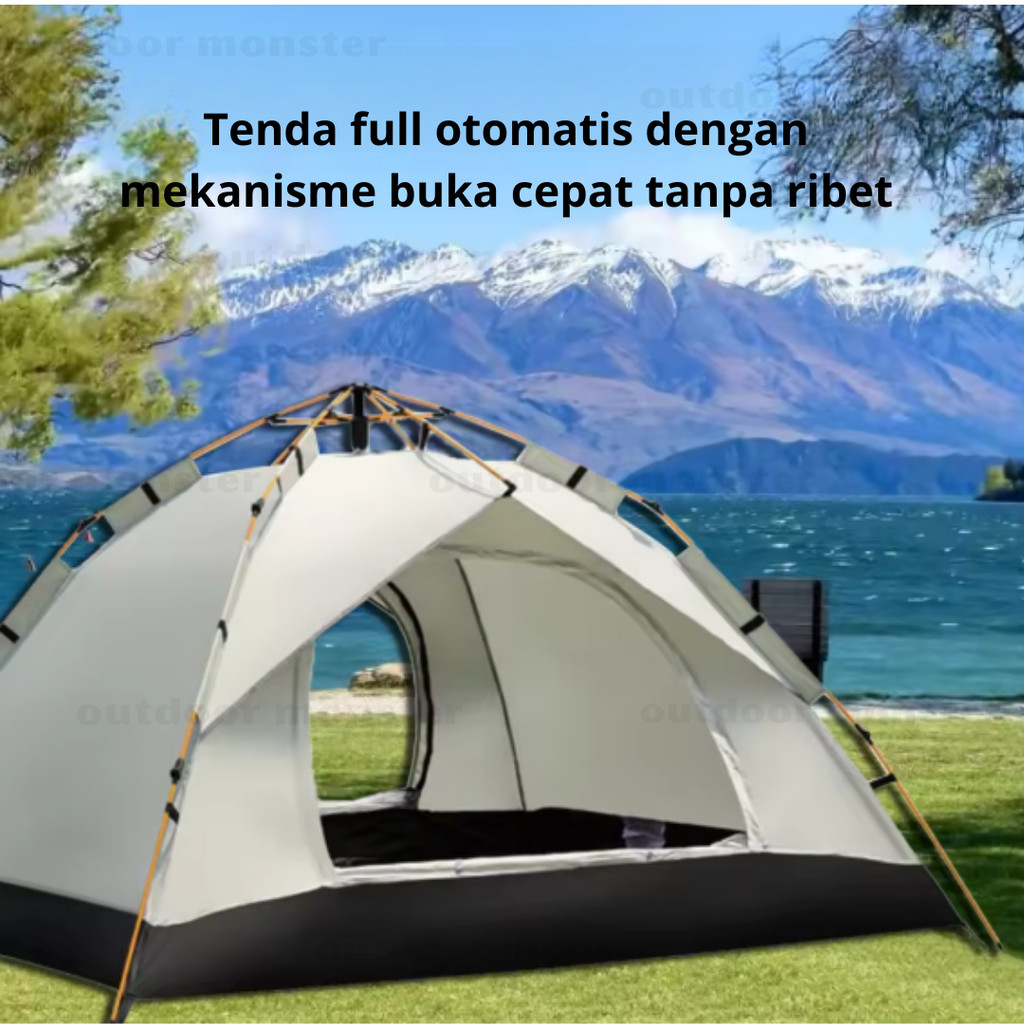 OUTDOOR GARANSI 1 TAHUN Tenda Camping Putih Kapasitas 24 Orang Tenda Otomatis Double Layer Tahan