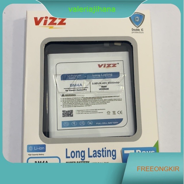 Baterai ViZZ Xiaomi BM4A/Redmi Pro/baterai double power vizz