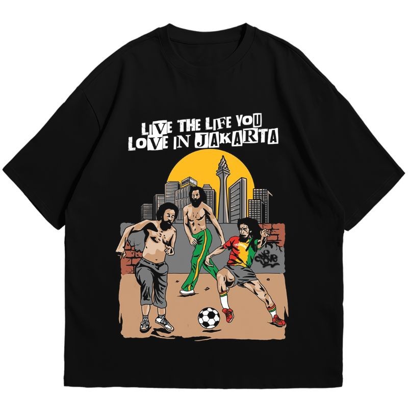 KAOS BAJU REGGAE FOOTBALL LOVE IN JAKARTA | T-SHIRT CASUAL FOOTBALL | UNISEX