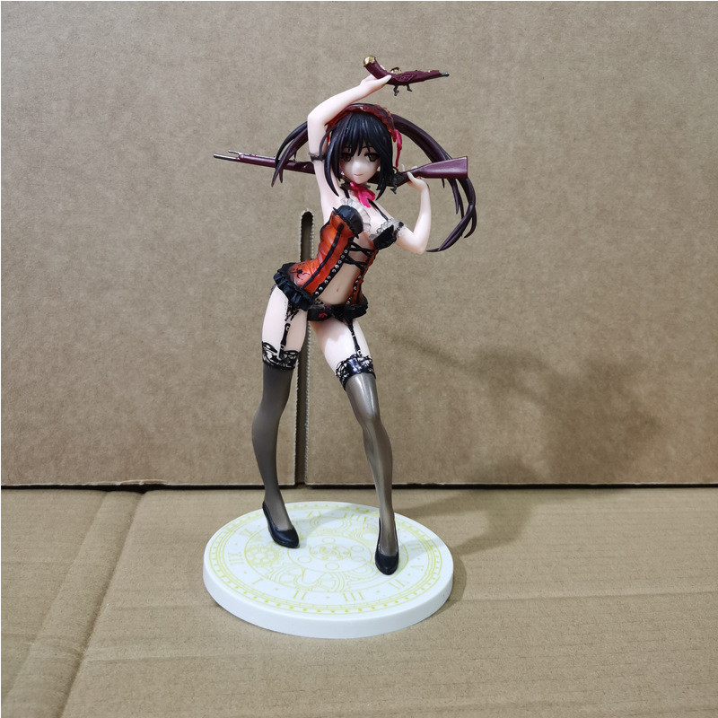 Date A Live Tokisaki Kurumi 21cm Hot Red Dress Girl Stand Battle Scene Anime Figure High Quality Pvc