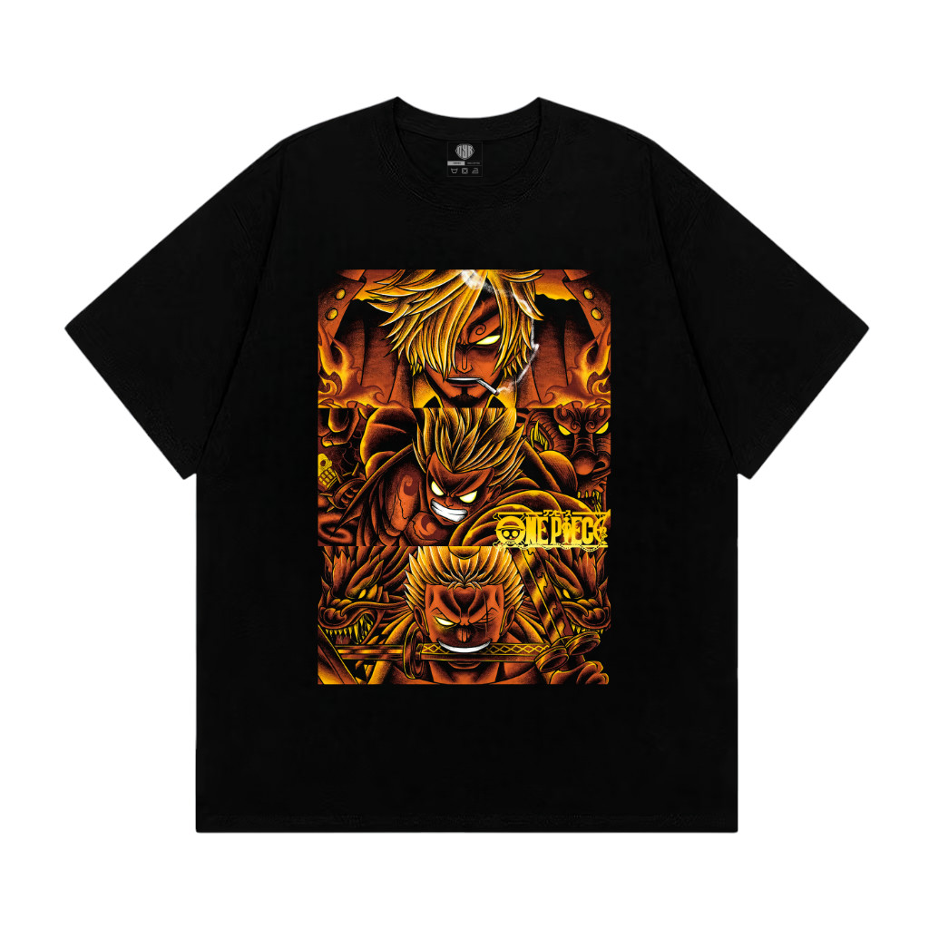 OYB Kaos One Piece Sanji Luffy Zoro Anime T-Shirt Baju Pria dan Wanita Lengan Pendek