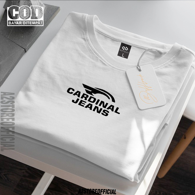 COD  Baju Kaos Distro Cardinal Jeans Texk Hitam Premium Quality Kaos Polyster Premium Lengan Pendek 