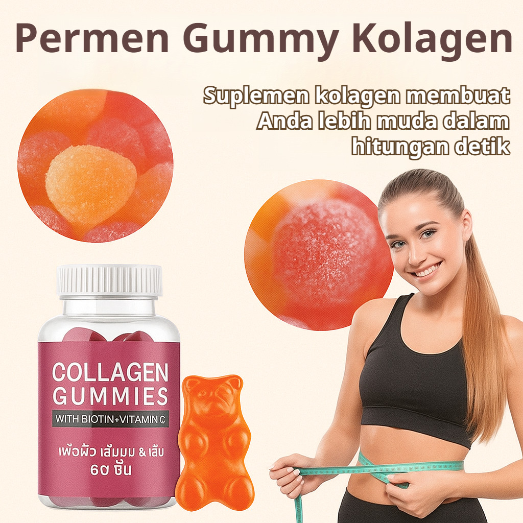 【Glowing Skin】Collagen Gummies Vitamin C + E Untuk Kulit Cerah & Sehat - Collagen Gummy/Vitamin Kuli
