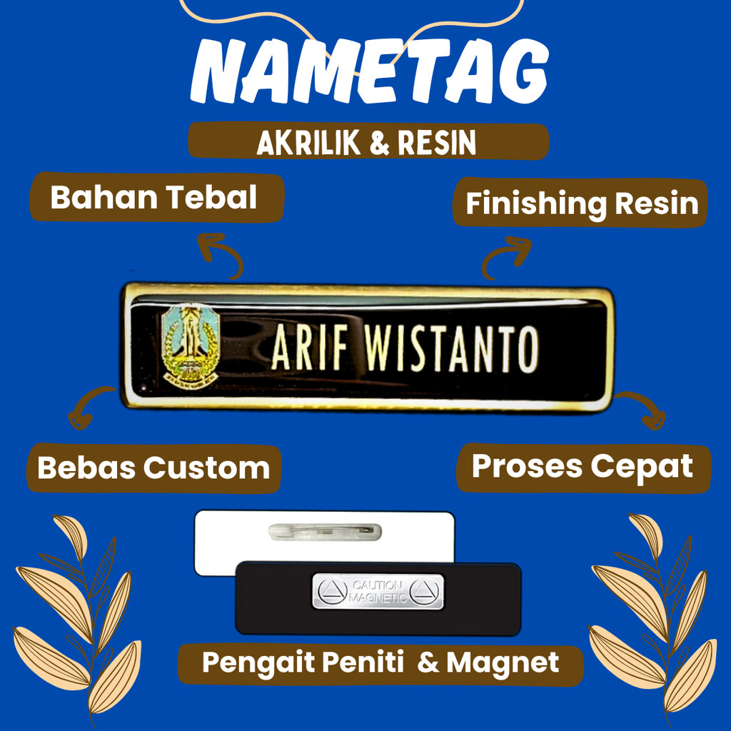 Nama Dada Plus Pin Korpri Nama Dada Kuningan Pin Korpri