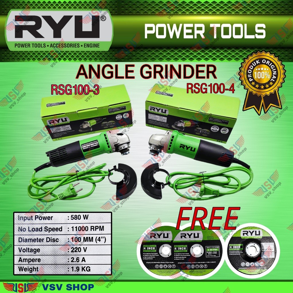jayya - Gurinda tangan 4" RSG100-3  / Angle grinder 4" RSG100-3