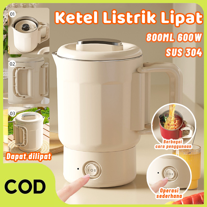 【COD】Ketel Listrik Lipat Portabel Multifungsi/SUS304 Ketel Listrik Lipat 800ML/Ketel Listrik Perjala