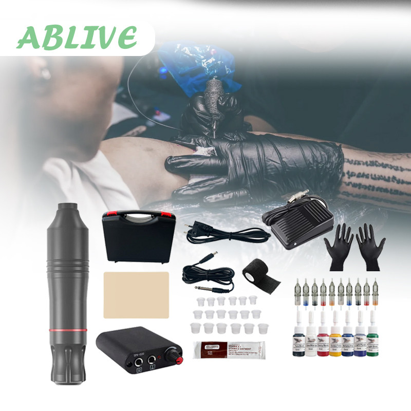 Mesin Tattoo Rotary Pen Full Set Elektrik Makeup Tattoo Machine