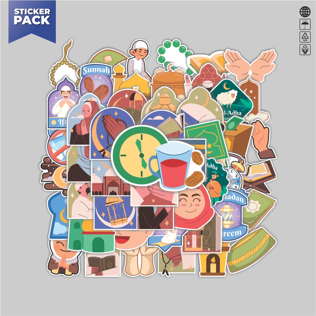 [100PCS]Stiker Pack Stiker Muslim Religion Stiker Aesthetic Vinyl Anti Air Dekorasi Sticker Laptop B
