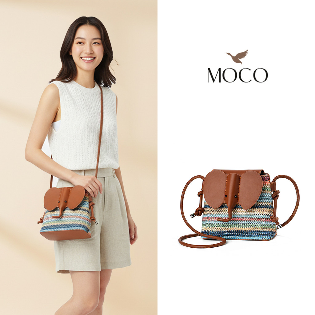 MOCO OFFICIAL - Raina Bag Fashion Tas Sling Bag Wanita Tas Selempang Bentuk Gajah Motif Rajut Tali A