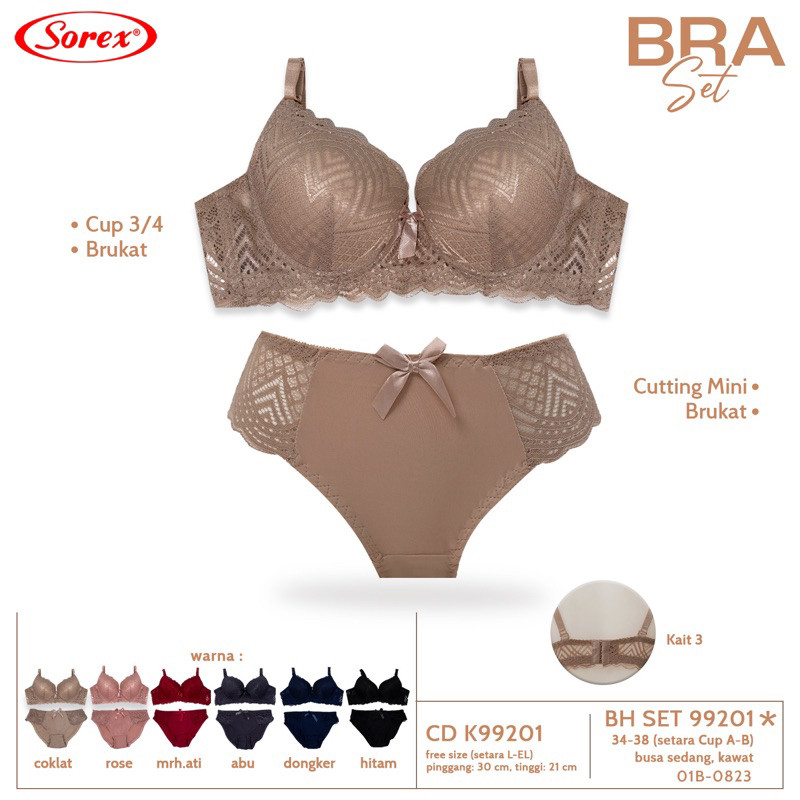 TERLARIS Bh set | Bra setelan + Cd SOREX 99201 pakai kawat dan busa sedang