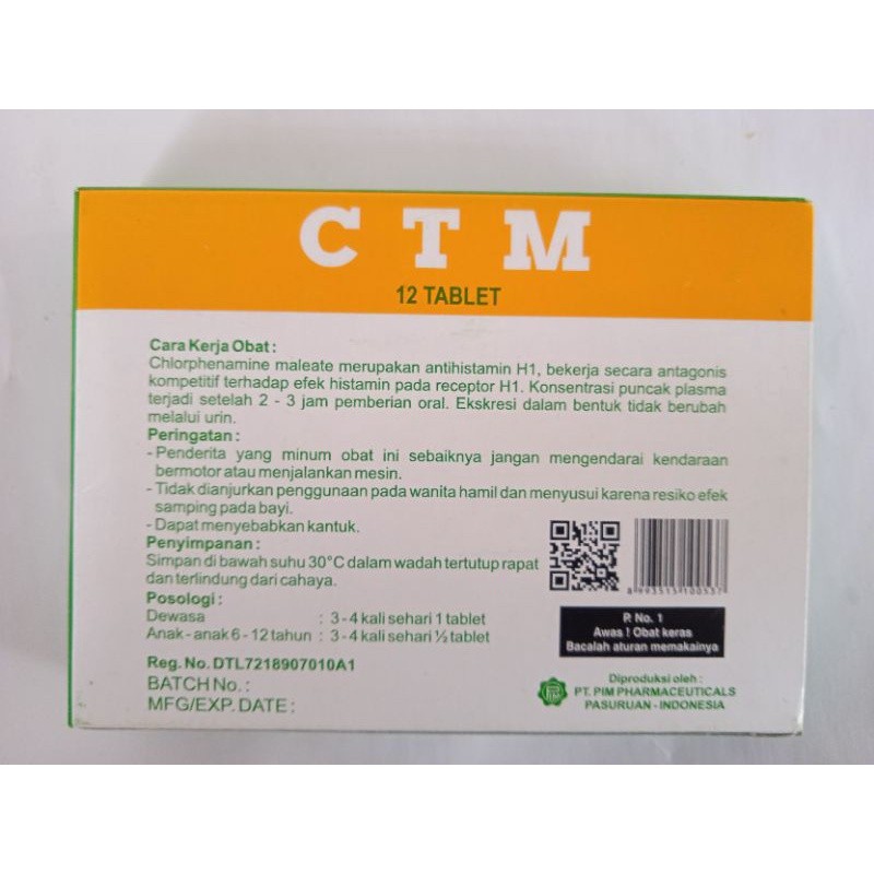 CTM Tablet Obat Alergi 12 Tablet/