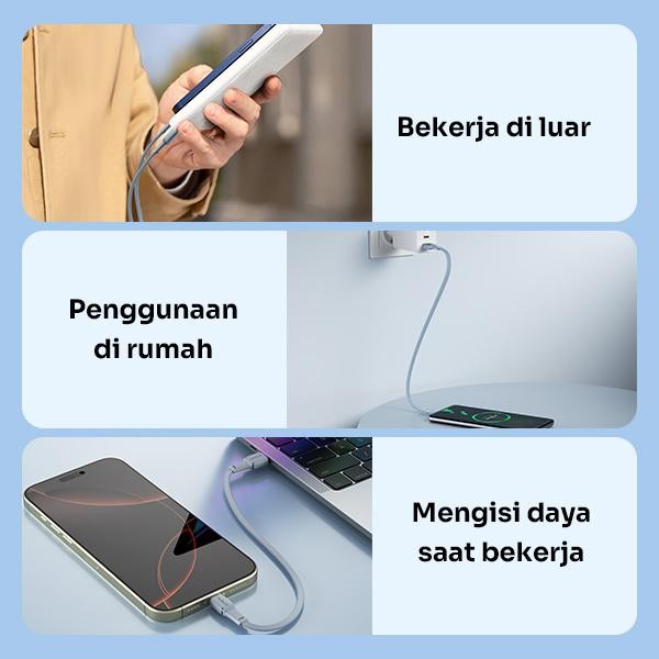 (Per PCS) Robot RC30 30cm USB-C Colorful Kabel Data Cable Charger Powerbank 3A