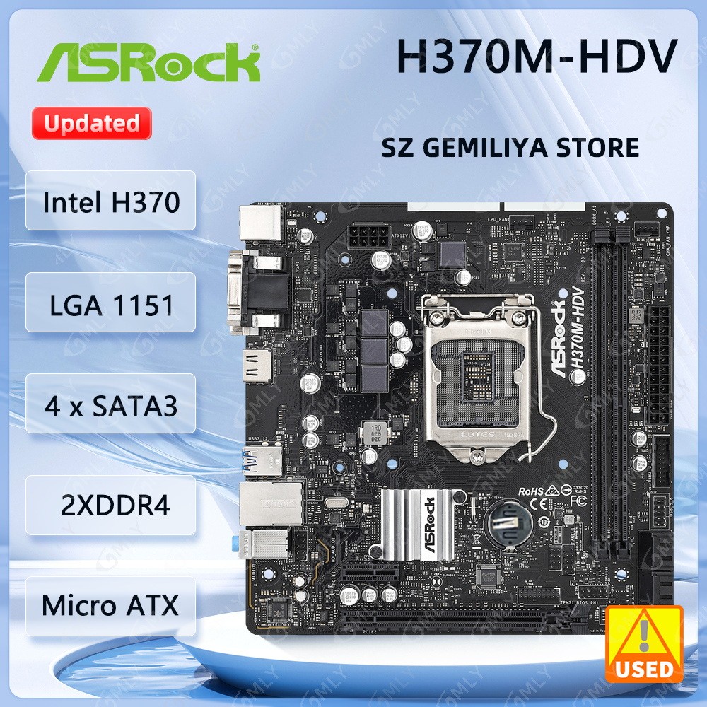 ASROCK H370M-HDV Motherboard Intel H370 LGA 1151 DDR4 64GB Micro ATX support i5-9400 i3-8100 i7-9700