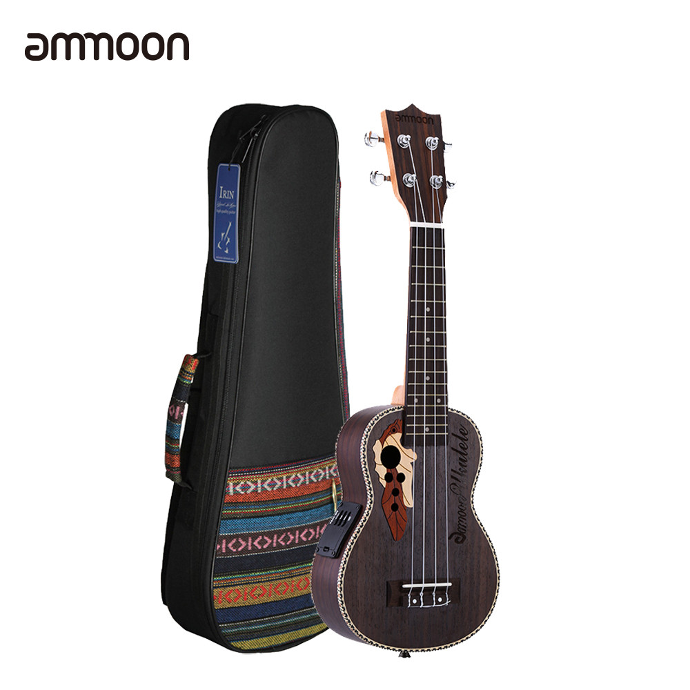 ammoon Spruce Ukelele 21" Ukulele Acoustic Ukelele with Ukulele Bag 15 Fret 4 Strings Musical trumen