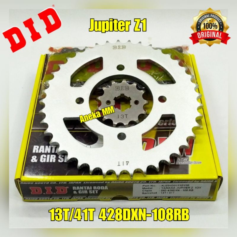 DID GEAR SET JUPITER Z1 VEGA ZR VEGA RR FORCE-1 JUPITER Z 115 ROBOT 13T 41T 428 DXN 108RB