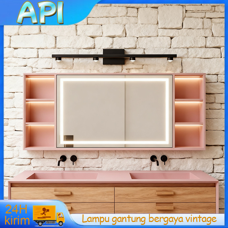 Lampu Dinding Kamar Mandi Modern 4 Lampu LED Tahan Air, Lampu Cermin Kamar Mandi Stylish Hitam Lampu
