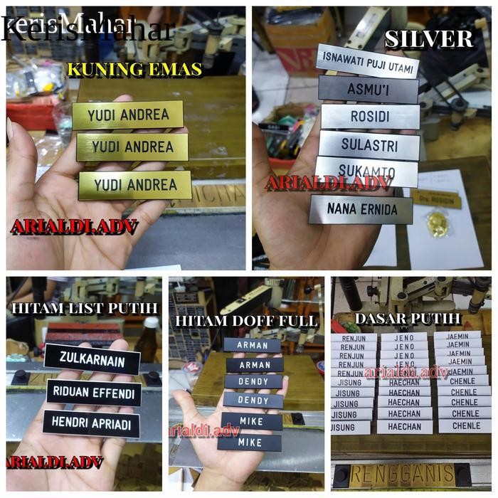 papan nama dada grafir/ukir nametag grafir ukuran 2×8 cm magnet KH5