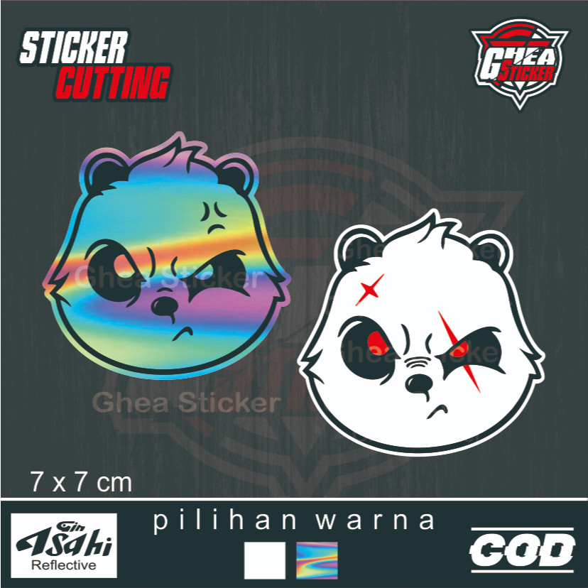 Stiker Kepala Panda - Sticker Kepala Panda Cutting - Untuk Helm, Motor, Mobil, Laptop, Tumbler Dll