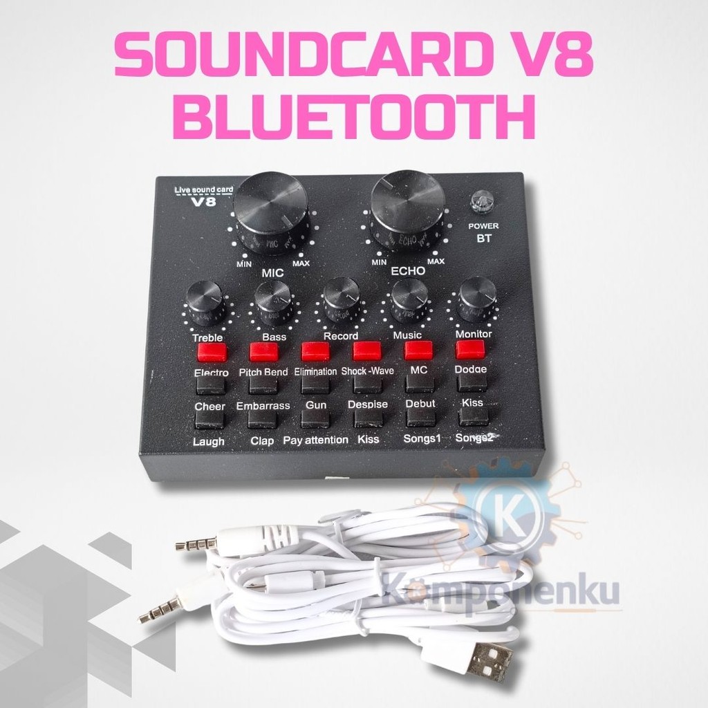Soundcard V8 Bluetooth – Mixer Audio Mini Karaoke + Live Recording