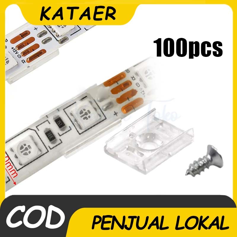 100pcs Klem Lampu Led Strip Transparan Klem Kabel Lampu Led Strip Dengan Sekrup