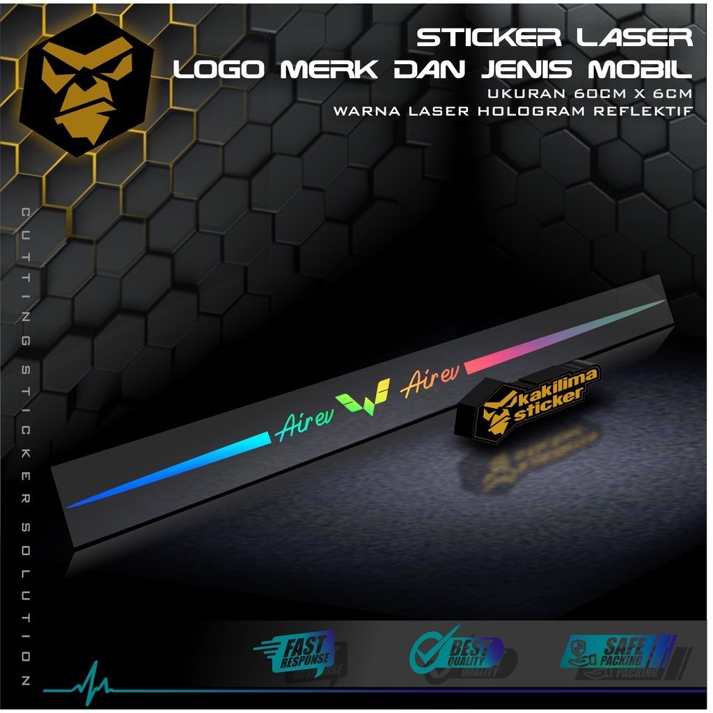 Sticker Laser Mobil. Sticker Laser Logo Merk dan jenis Mobil Wuling. Air Ev, Almaz, Confero, Cortez.