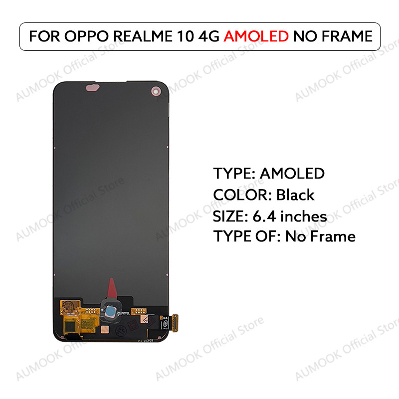6.4" AMOLED LCD For Oppo Realme 10 4G RMX3630 LCD splay Screen Tou Screen gitizer Assembly With Fram